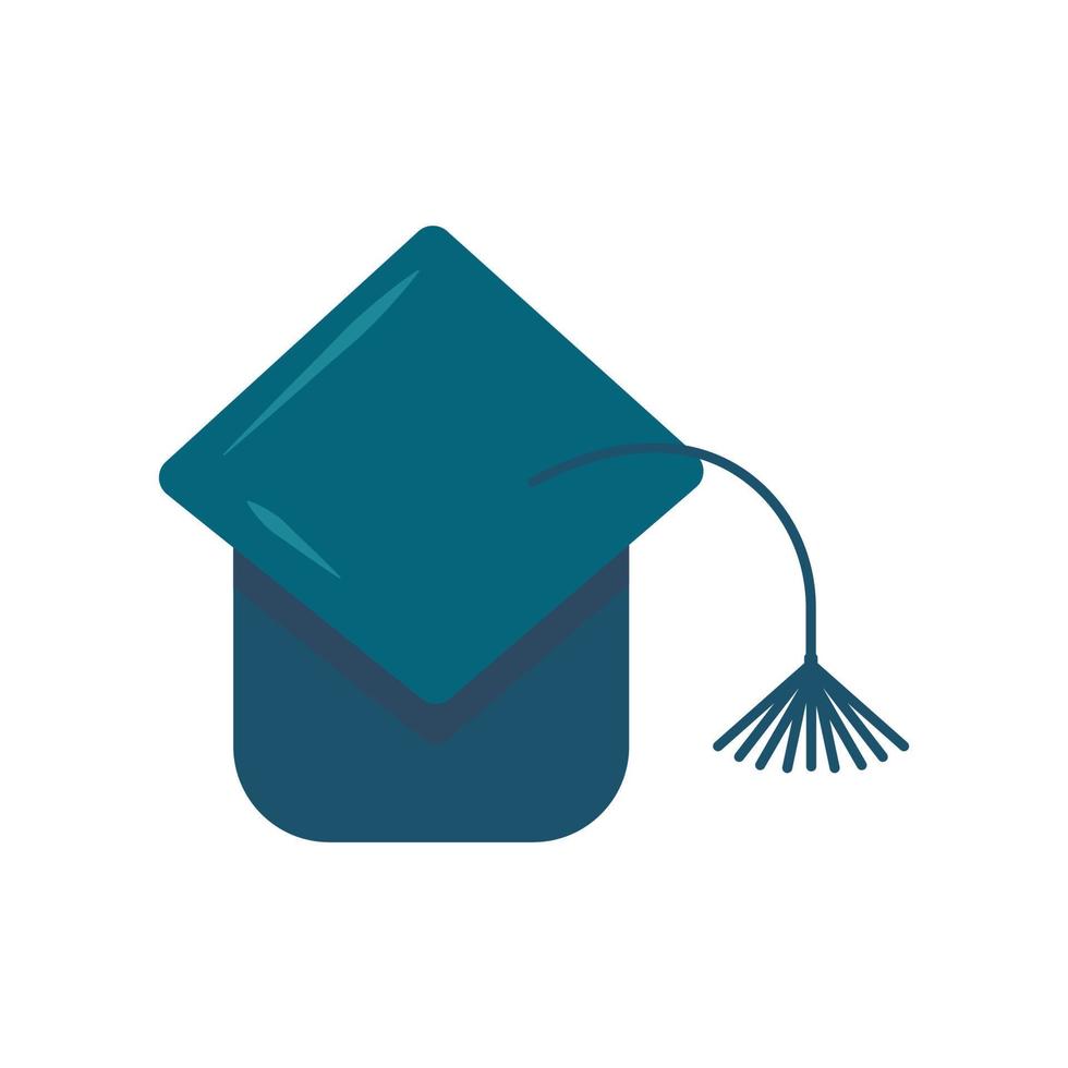 Graduate student hat with a tassel. Flat vector