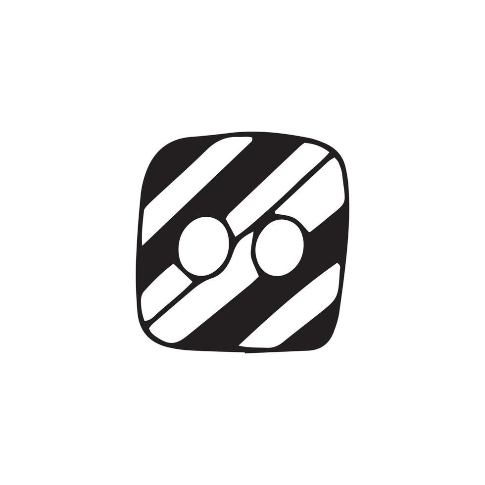 Small button. Doodle vector single element striped