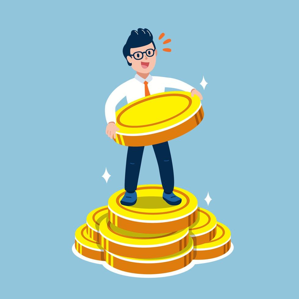 Vector illustration business concept businessman with money coins