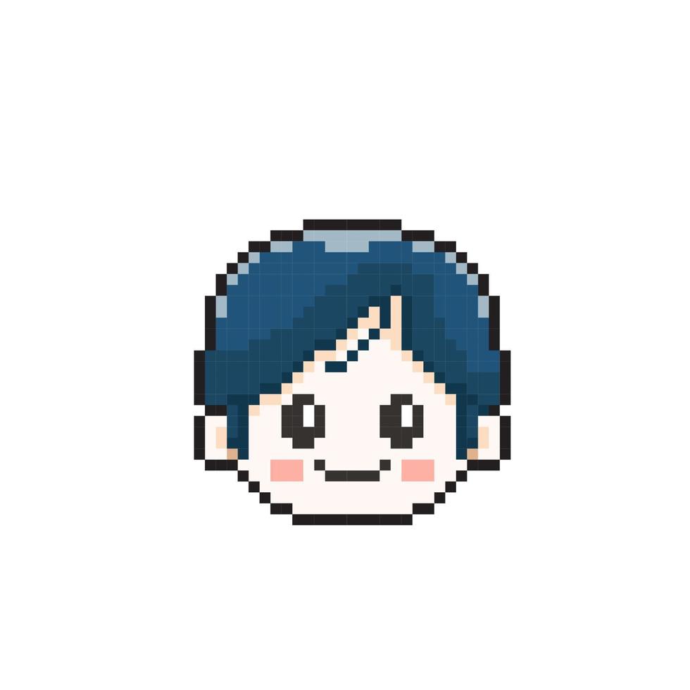 cute boy head in pixel art style vector