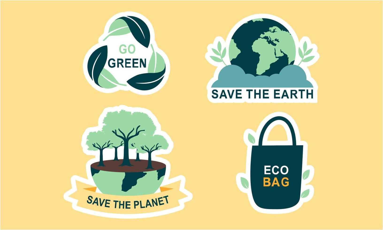 plano diseño ecología insignias paquete vector