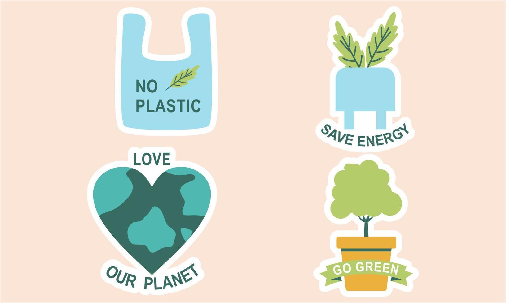 plano diseño ecología insignias paquete vector