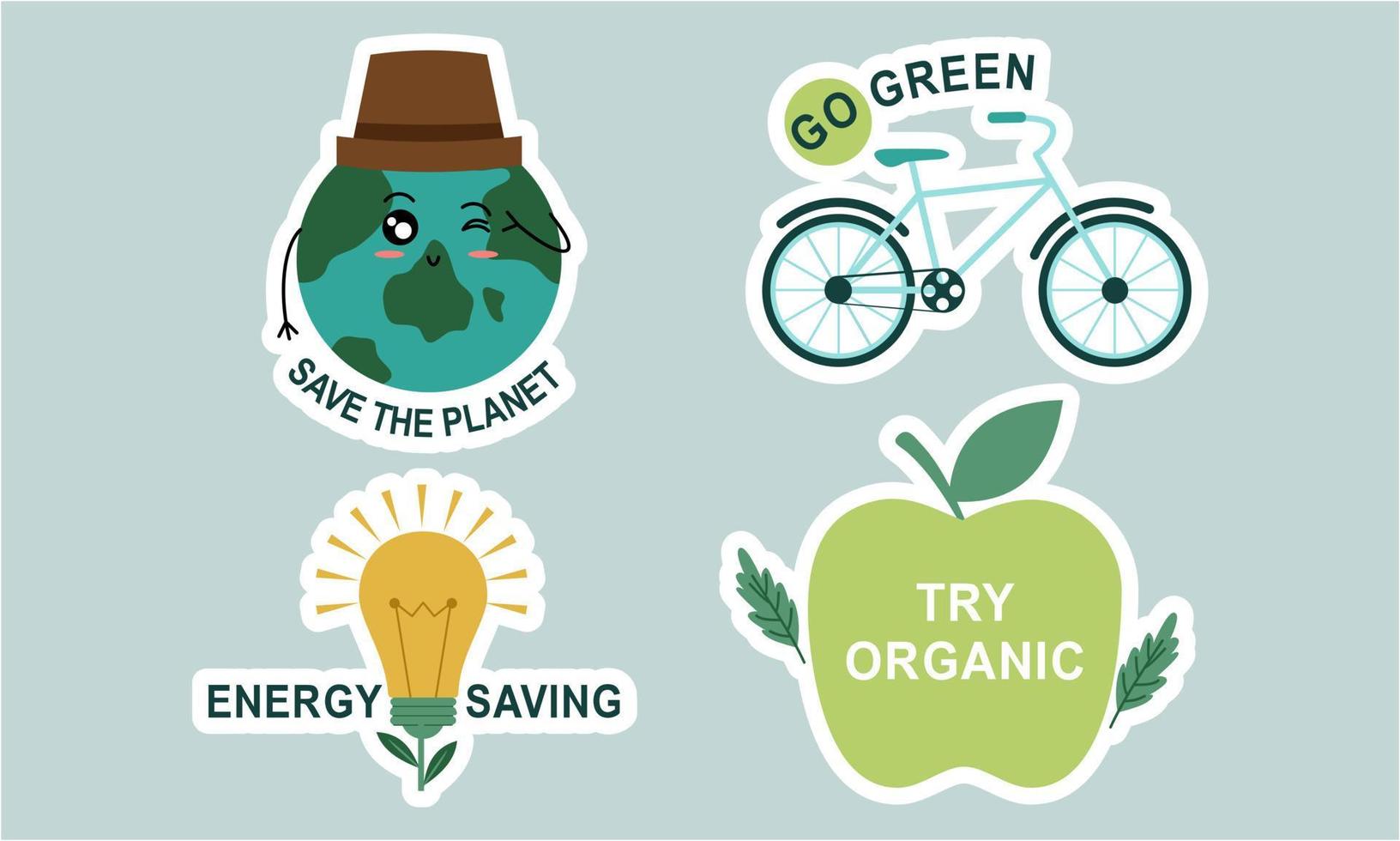 plano diseño ecología insignias paquete vector