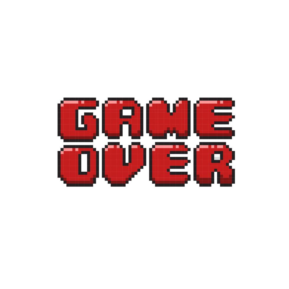 game over red text in pixel art style vector