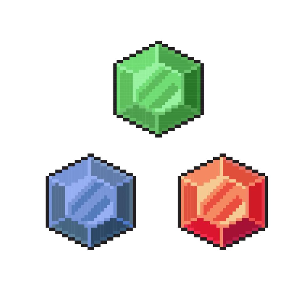 gemstone with different color in pixel art style vector
