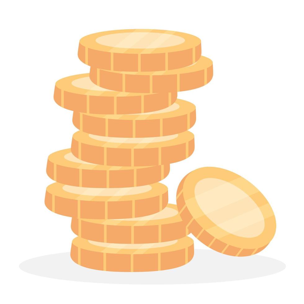 apilar de oro monedas pila de dinero en efectivo. plano vector ilustración.