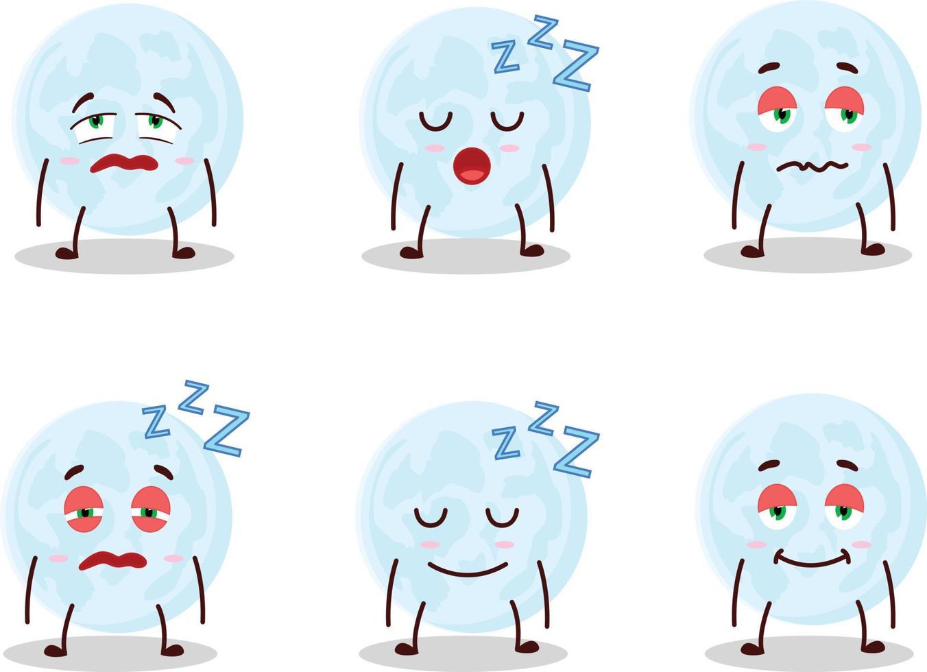 Cartoon character of blue moon with sleepy expression vector