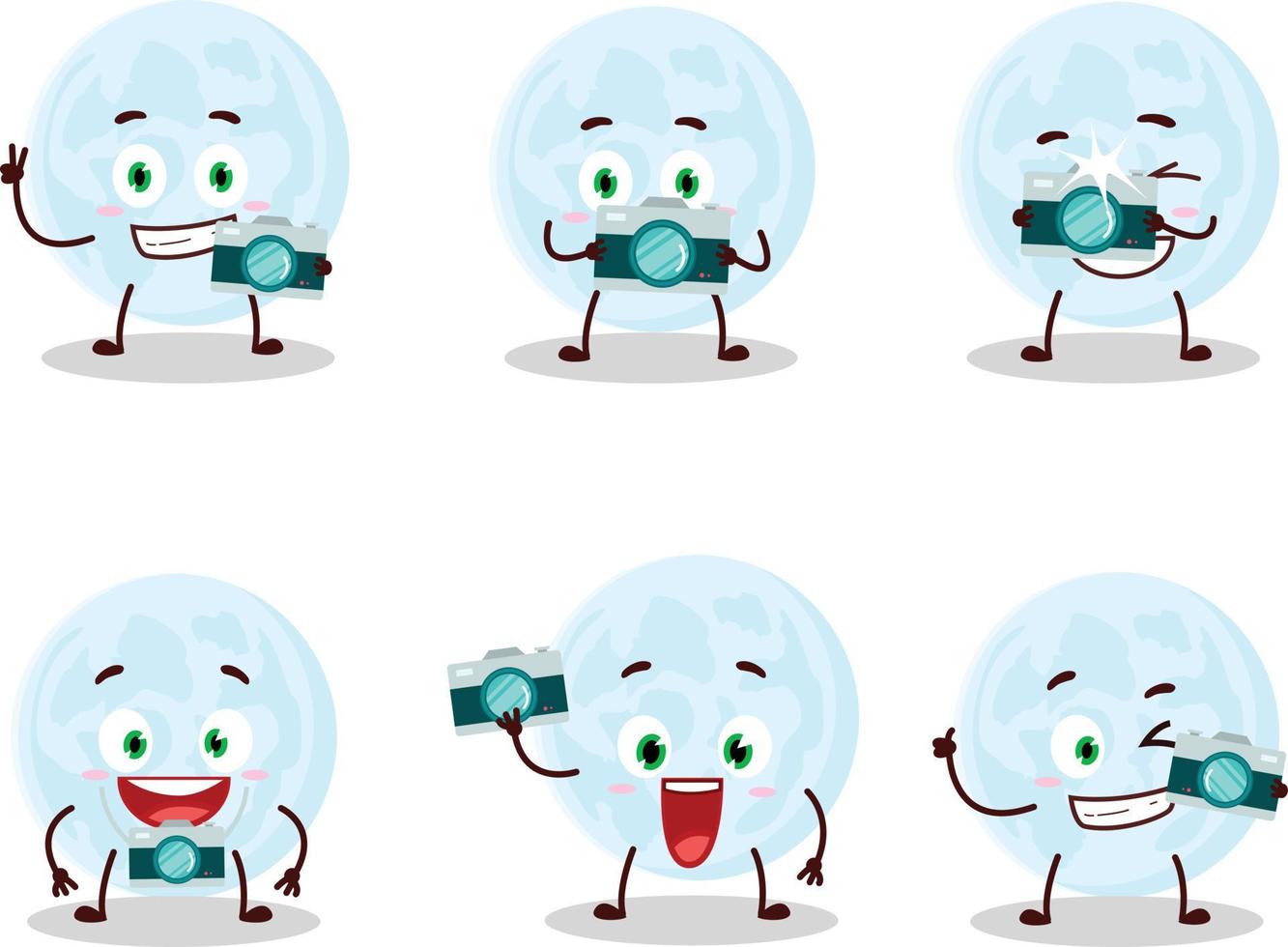 Photographer profession emoticon with blue moon cartoon character vector