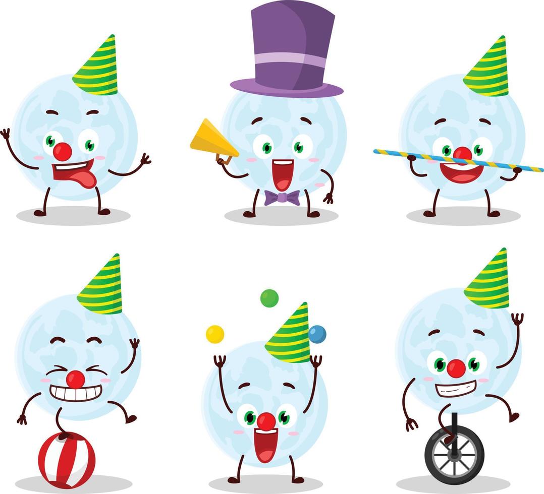 Cartoon character of blue moon with various circus shows vector