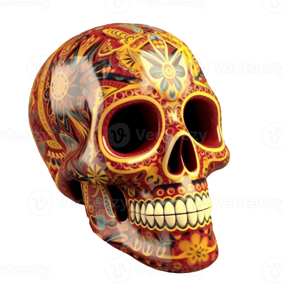 Sugar Skull in a traditional style for Dia de Los Muertos png