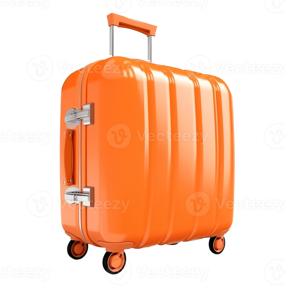 Orange suitcase isolated. png