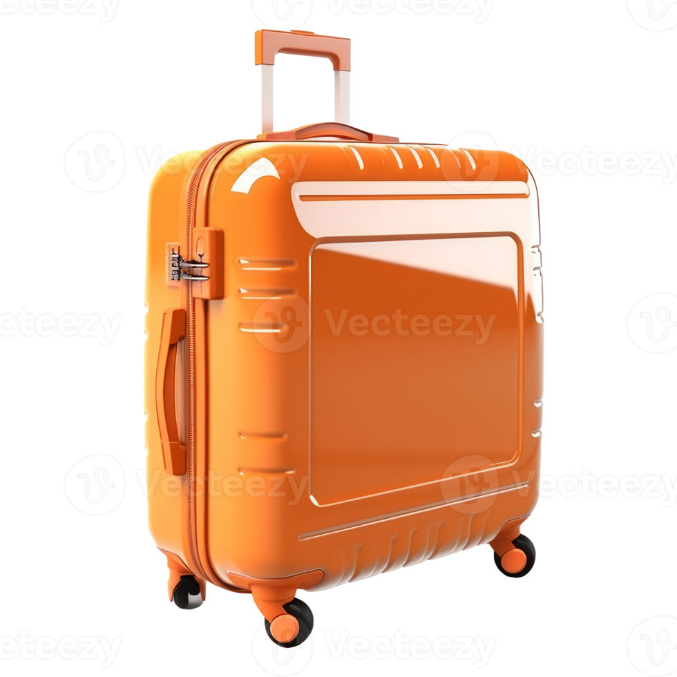 Orange suitcase isolated. png