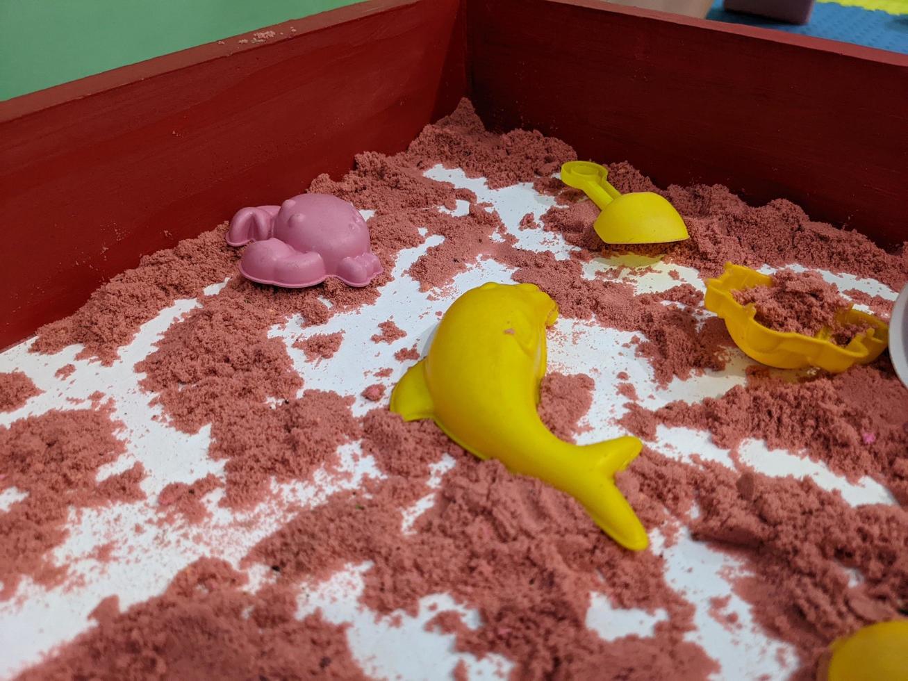 Red Sand build for kid toys with molding. Photo is suitable to use for toys background and kid education content media