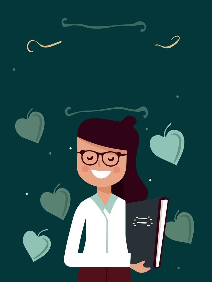 teachers day adult teacher with blackboard vector