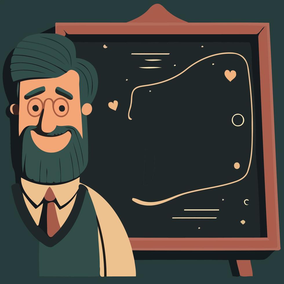 adult male teacher in a suit with a blackboard behind vector