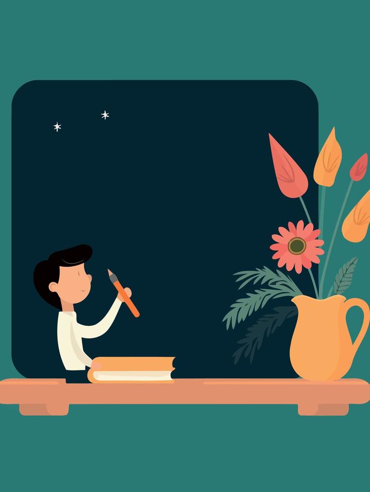 teachers day adult teacher with blackboard vector