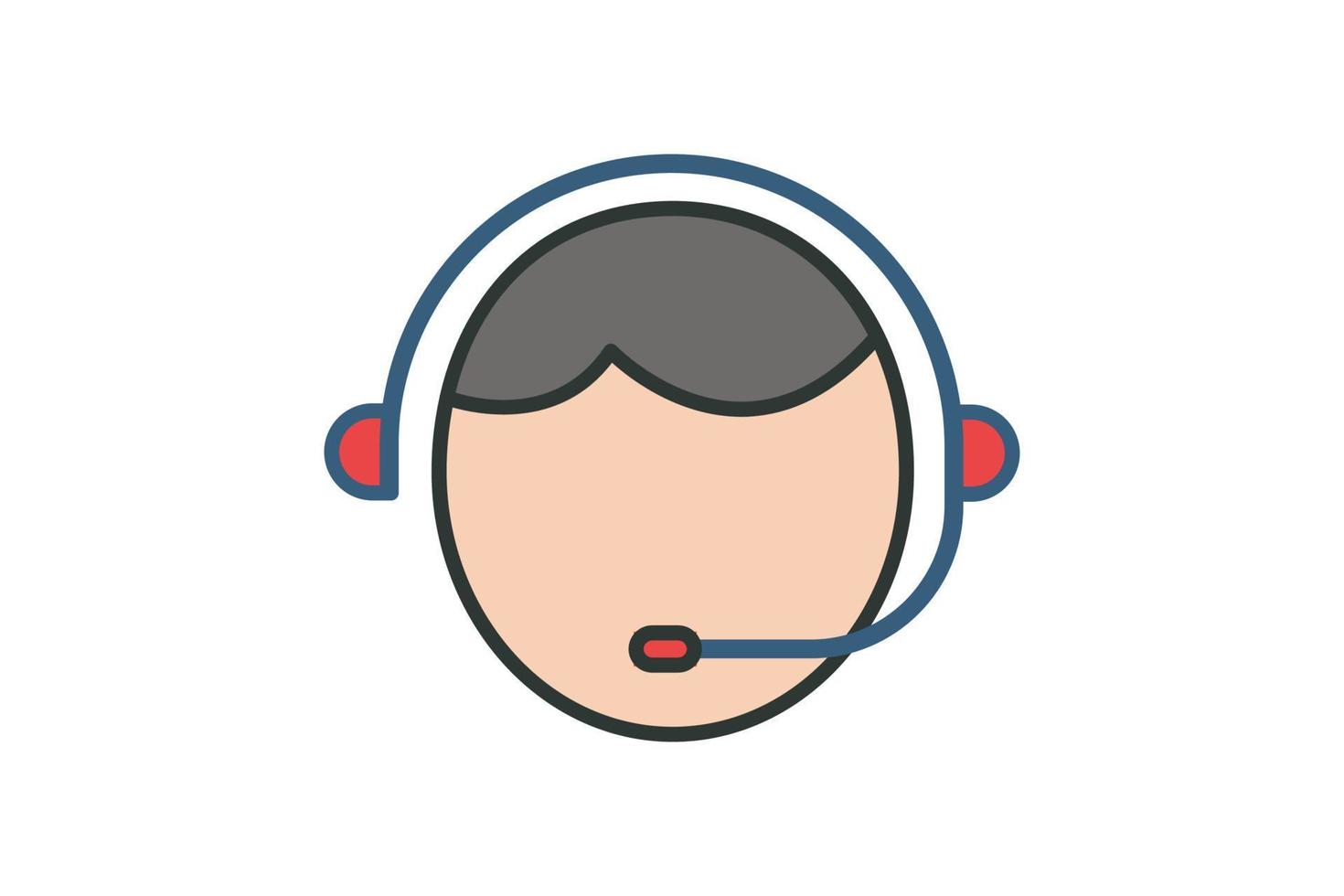 live support icon illustration. People with headphone. icon related to operator. Flat line icon style, lineal color. Simple vector design editable