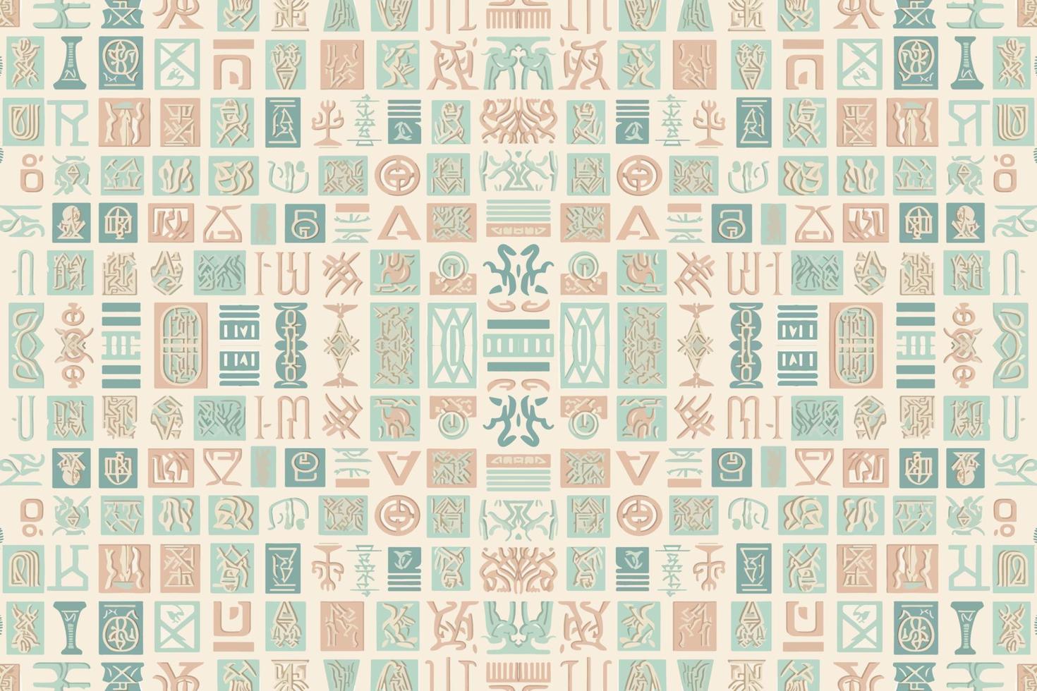 egipcio jeroglíficos alfabeto modelo pastel antecedentes. resumen tradicional gente antiguo tribal étnico Egipto gráfico línea. florido elegante lujo Clásico retro estilo para textura textil tela teja. vector