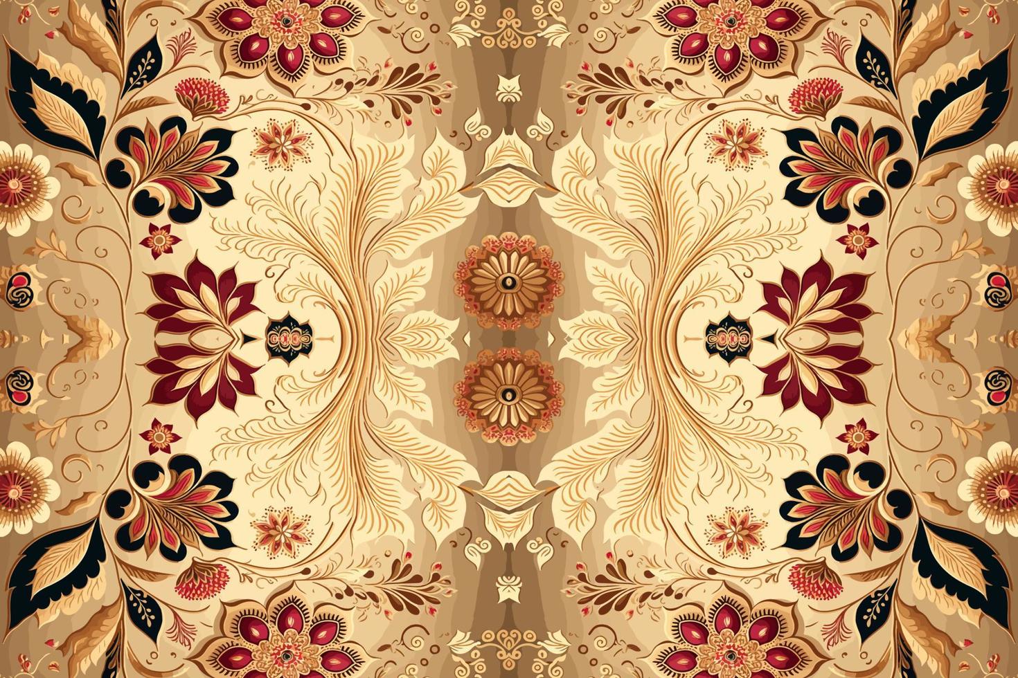 Ethnic floral seamless pattern golden background. Abstract traditional folk antique tribal graphic line. Texture textile fabric Indian patterns. Ornate elegant luxury vintage retro style. vector