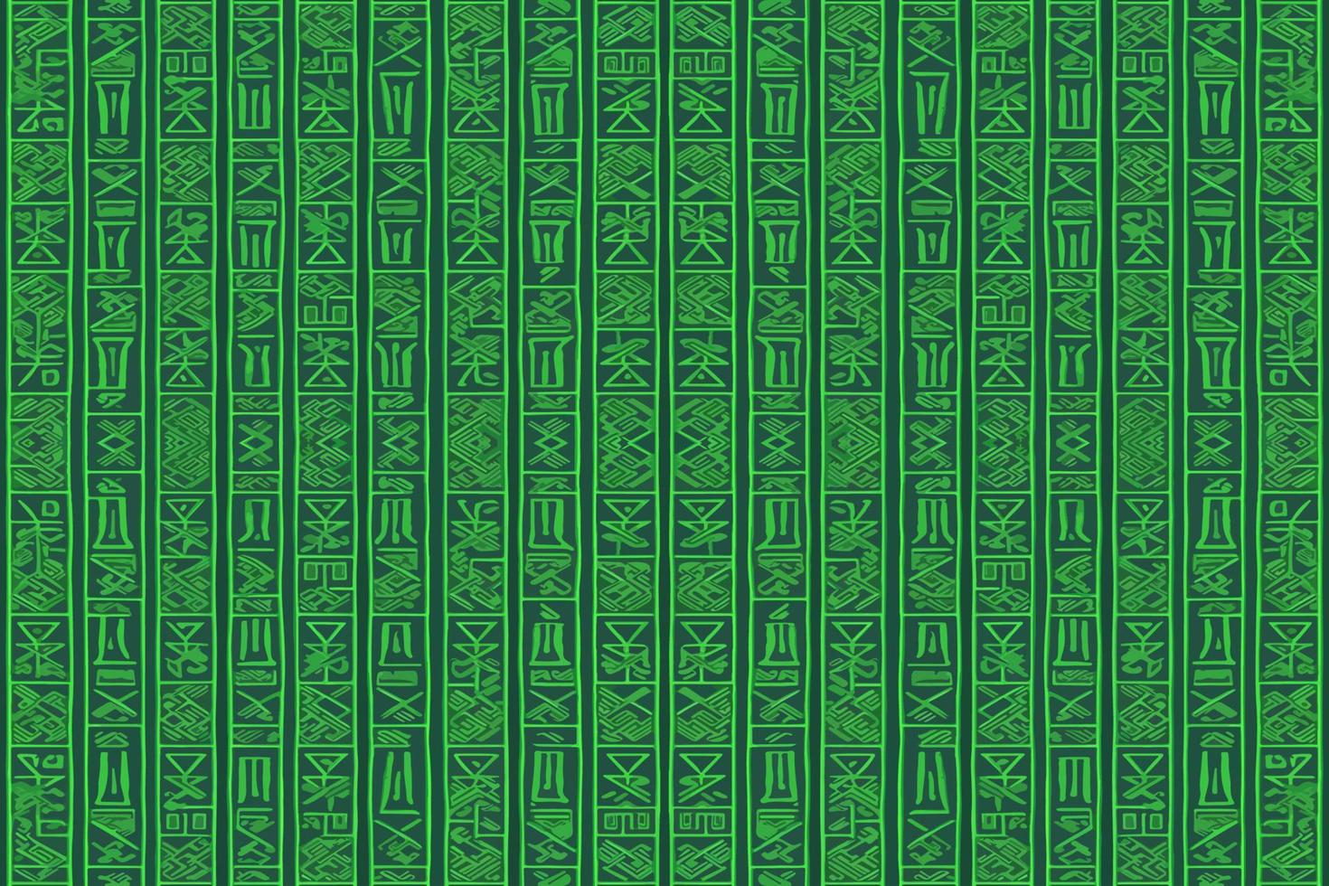 Egyptian hieroglyphs ethnic pattern green background. Abstract traditional folk antique tribal zigzag graphic line. Texture textile fabric Egyptian vector ornate elegant luxury vintage retro style.