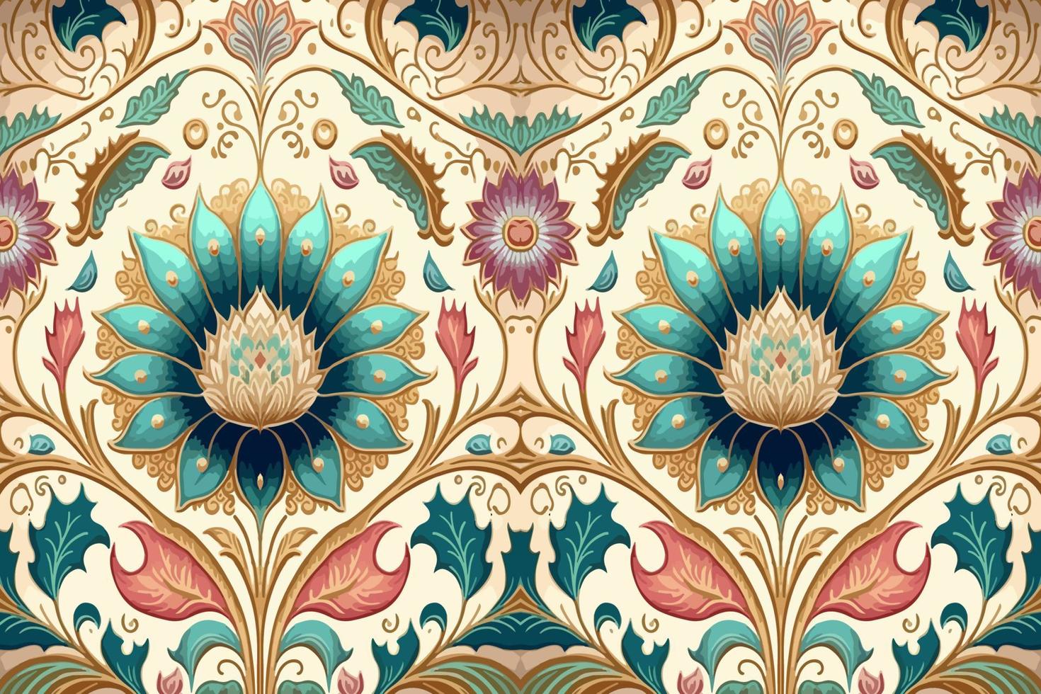 Luxury Indian floral pattern pastel tone. Abstract traditional folk antique tribal graphic line. Texture textile fabric ethnic patterns. Ornate elegant luxury vintage retro style.Vector illustration. vector