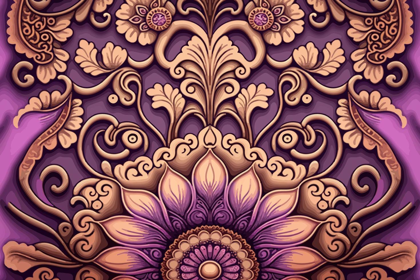 étnico floral sin costura modelo púrpura antecedentes. resumen tradicional gente antiguo tribal gráfico línea. textura textil tela indio patrones. florido elegante lujo Clásico retro estilo. vector