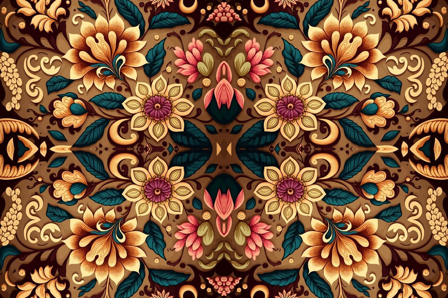 étnico floral sin costura modelo dorado antecedentes. resumen tradicional gente antiguo tribal gráfico línea. textura textil tela indio patrones. florido elegante lujo Clásico retro estilo. vector