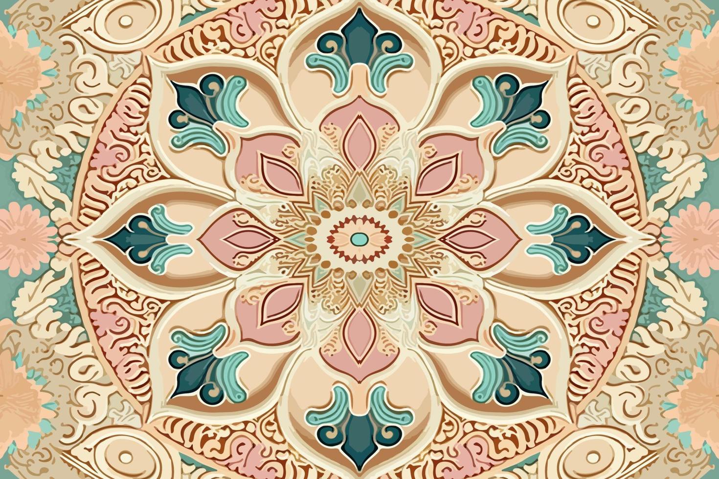 Luxury Indian floral pattern pastel tone. Abstract traditional folk antique tribal graphic line. Texture textile fabric ethnic patterns. Ornate elegant luxury vintage retro style.Vector illustration. vector
