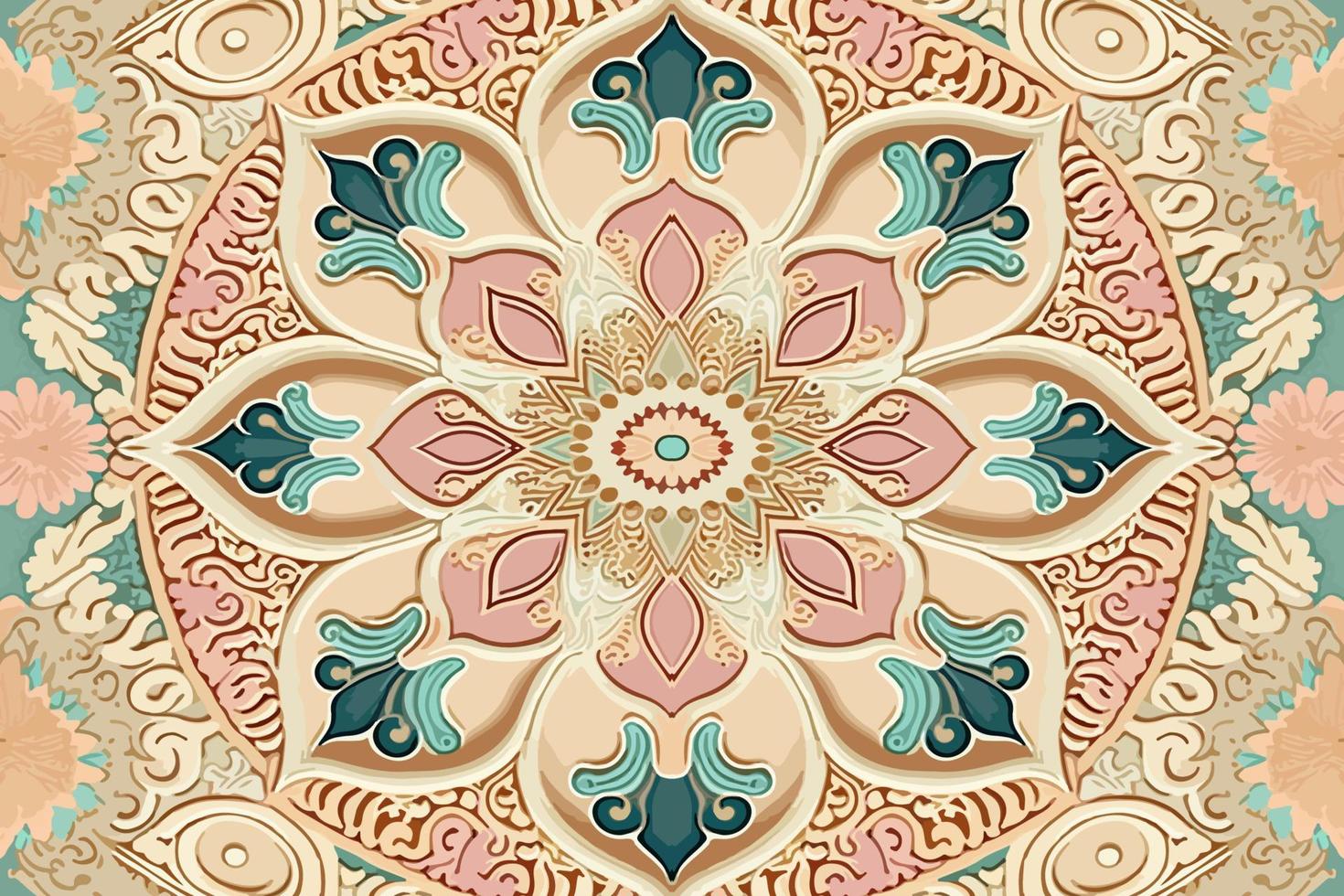 lujo indio floral modelo pastel tono. resumen tradicional gente antiguo tribal gráfico línea. textura textil tela étnico patrones. florido elegante lujo Clásico retro estilo.vector ilustración. vector