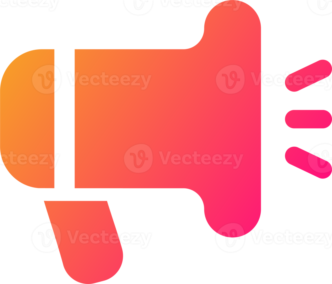 Megaphone icon in gradient colors. Loudspeaker sign illustration. png