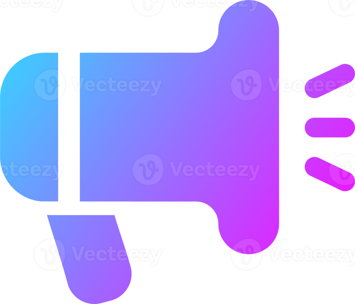 Megaphone icon in gradient colors. Loudspeaker sign illustration. png