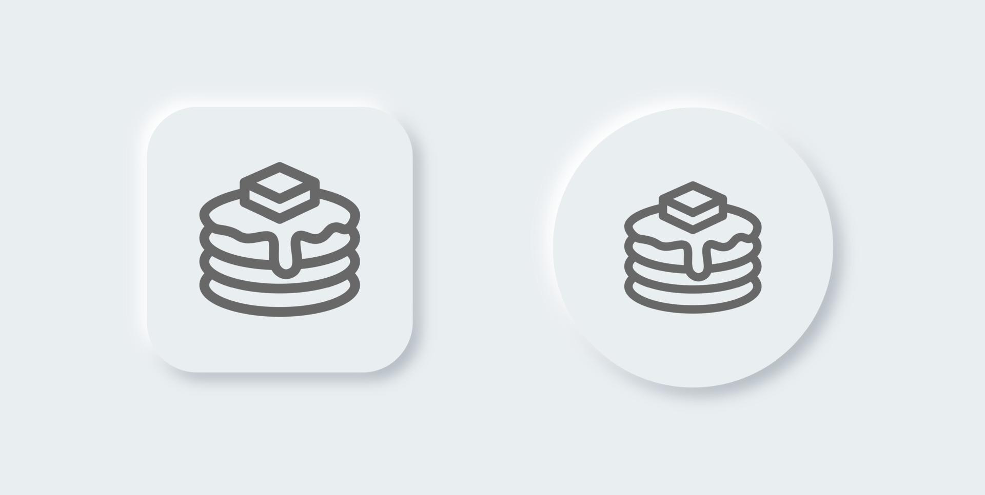 tortita línea icono en neomórfico diseño estilo. mantequilla jarabe señales vector ilustración.
