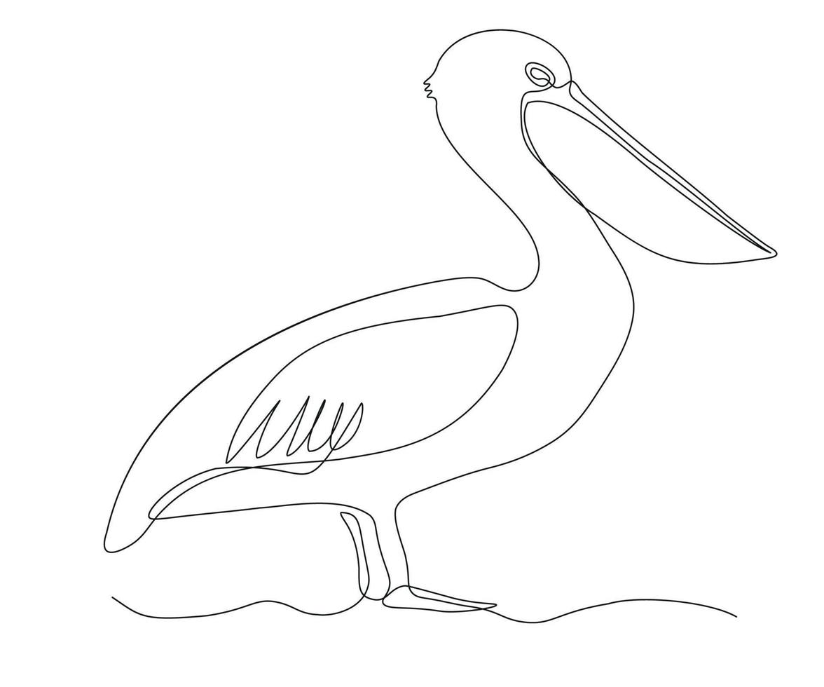 abstract Pelican Continuous On Line Drawing vector