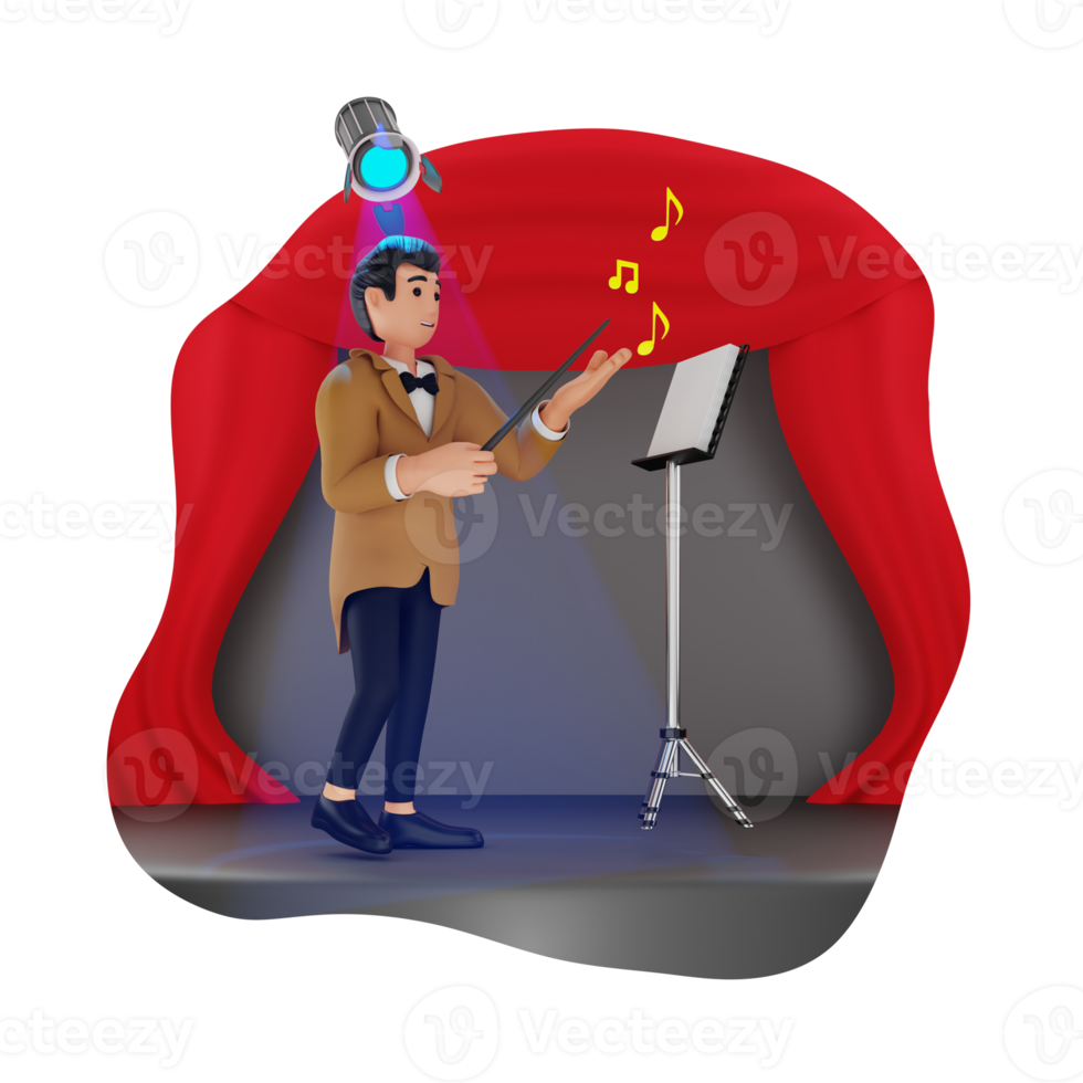 orkester dirigent 3d karaktär illustration png