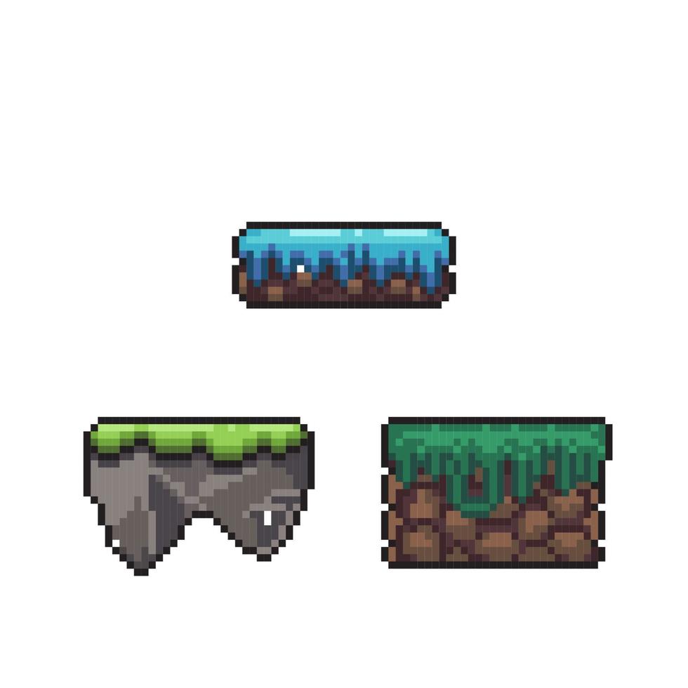 land set with different field in pixel art style vector