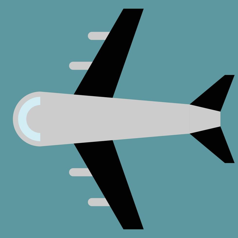 Aeroplane, a top view for plane, transportation means, airlines symbol and tag, black wings, suitable for plane ticket and tourism cards, plane illustration vector, black and grey and blue colors vector