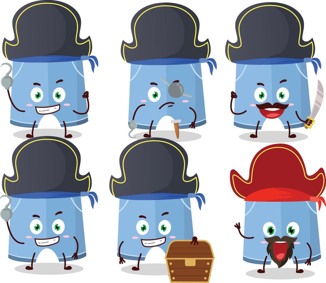 dibujos animados personaje de pantalones cortos con varios piratas emoticones vector