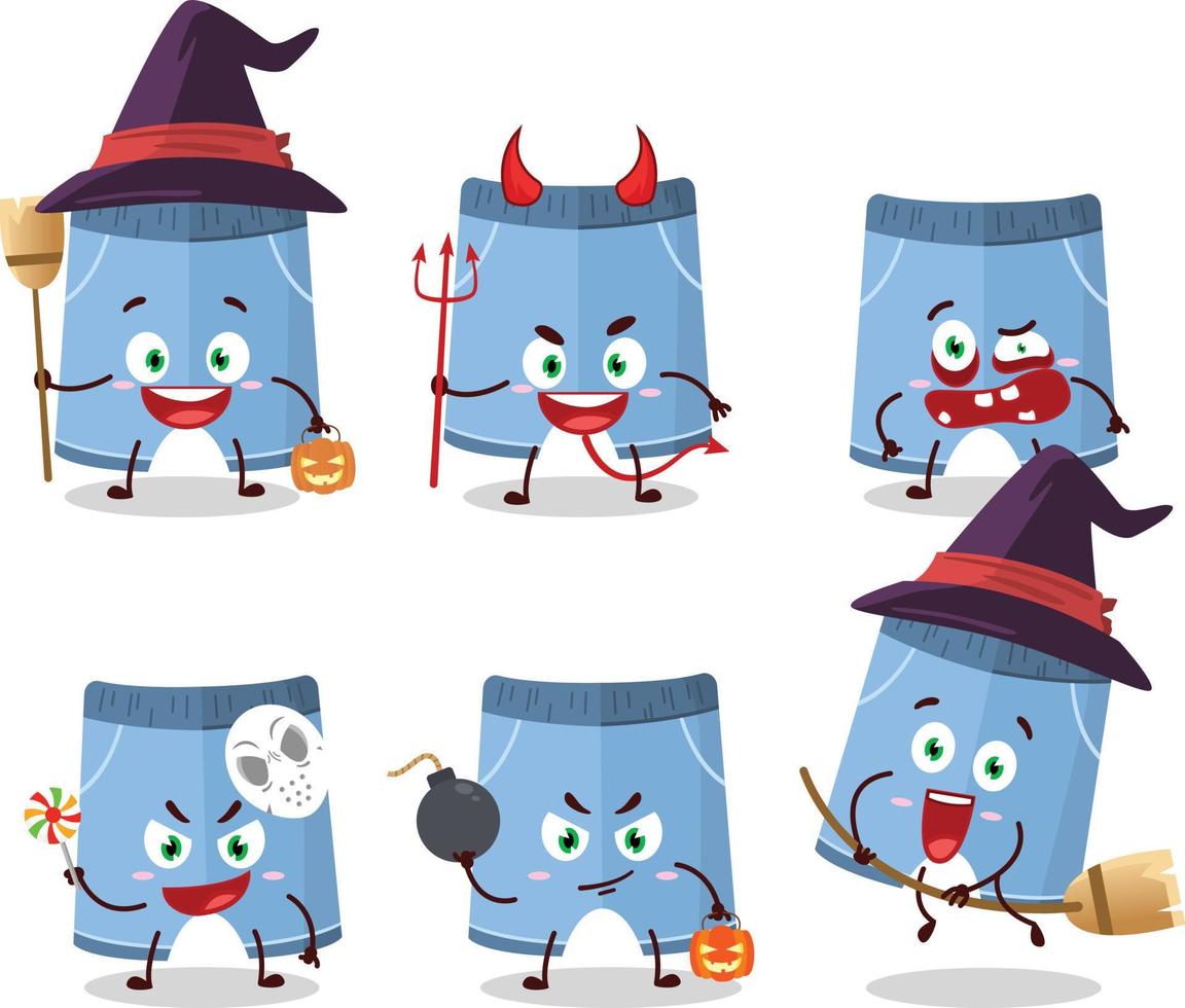 Halloween expression emoticons with cartoon character of shorts vector