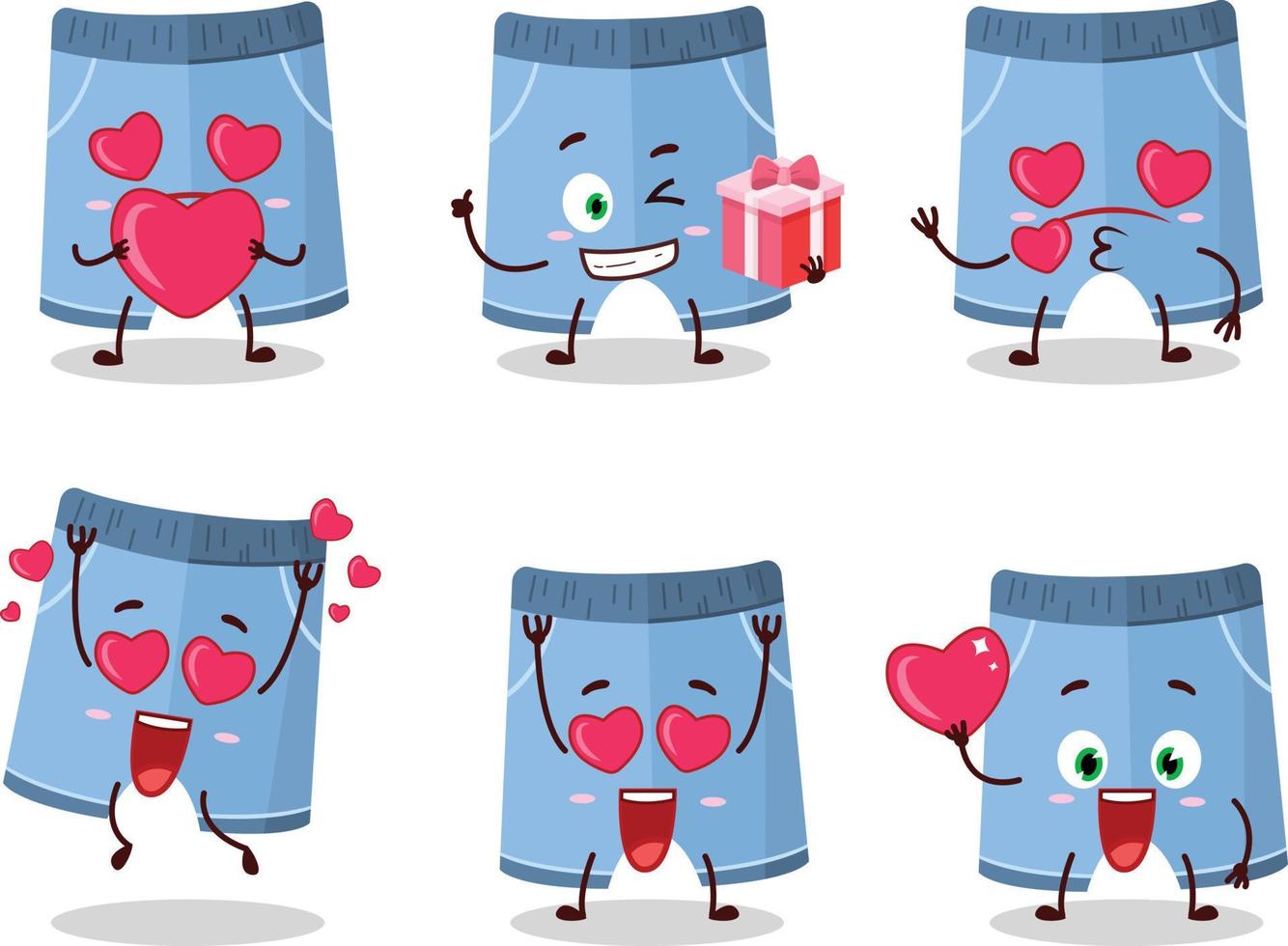 pantalones cortos dibujos animados personaje con amor linda emoticon vector