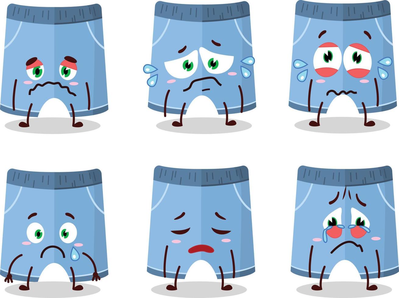 pantalones cortos dibujos animados en personaje con triste expresión vector