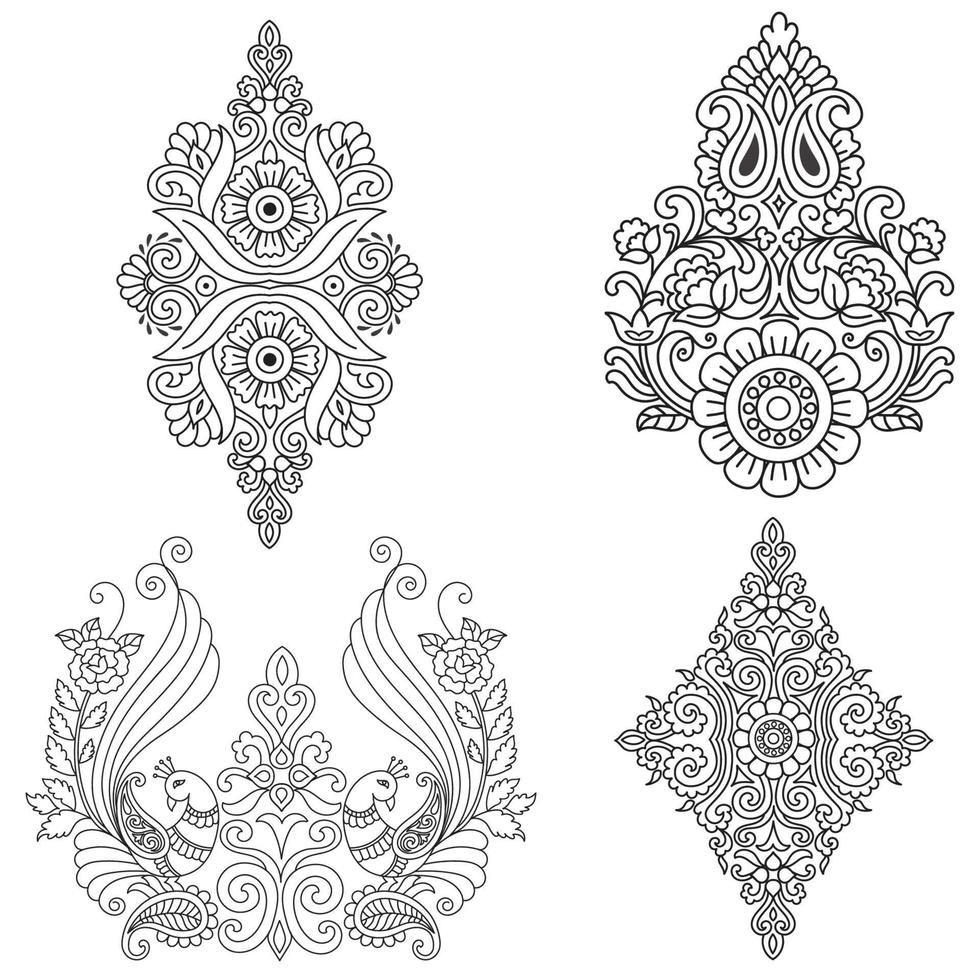Textile Fabric neck design, pattern traditional, floral necklace embroidery design for fashion women clothing Neckline design for textile print. vector