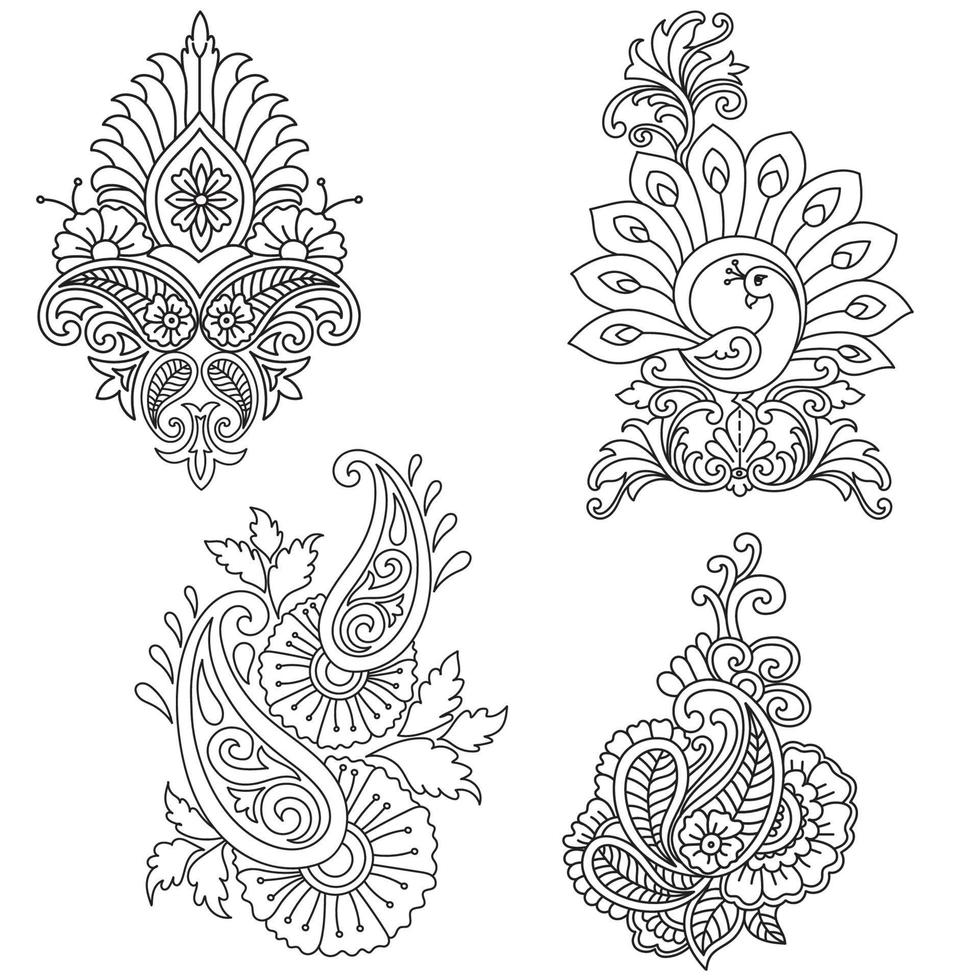 Textile Fabric neck design, pattern traditional, floral necklace embroidery design for fashion women clothing Neckline design for textile print. vector