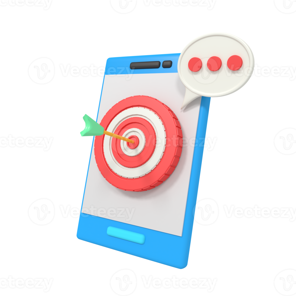 3d illustration of smartphone showing marketing target png