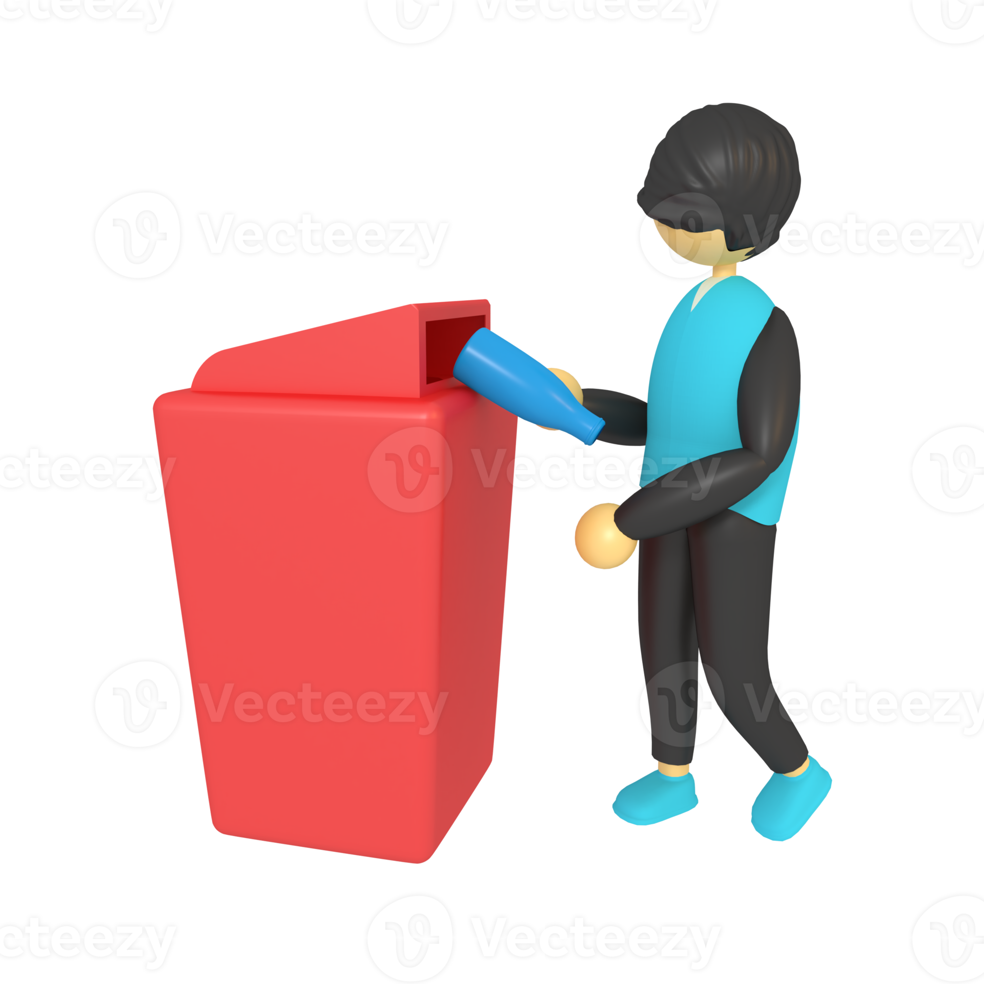 3d illustration of a man throwing trash on garbage 22152035 PNG