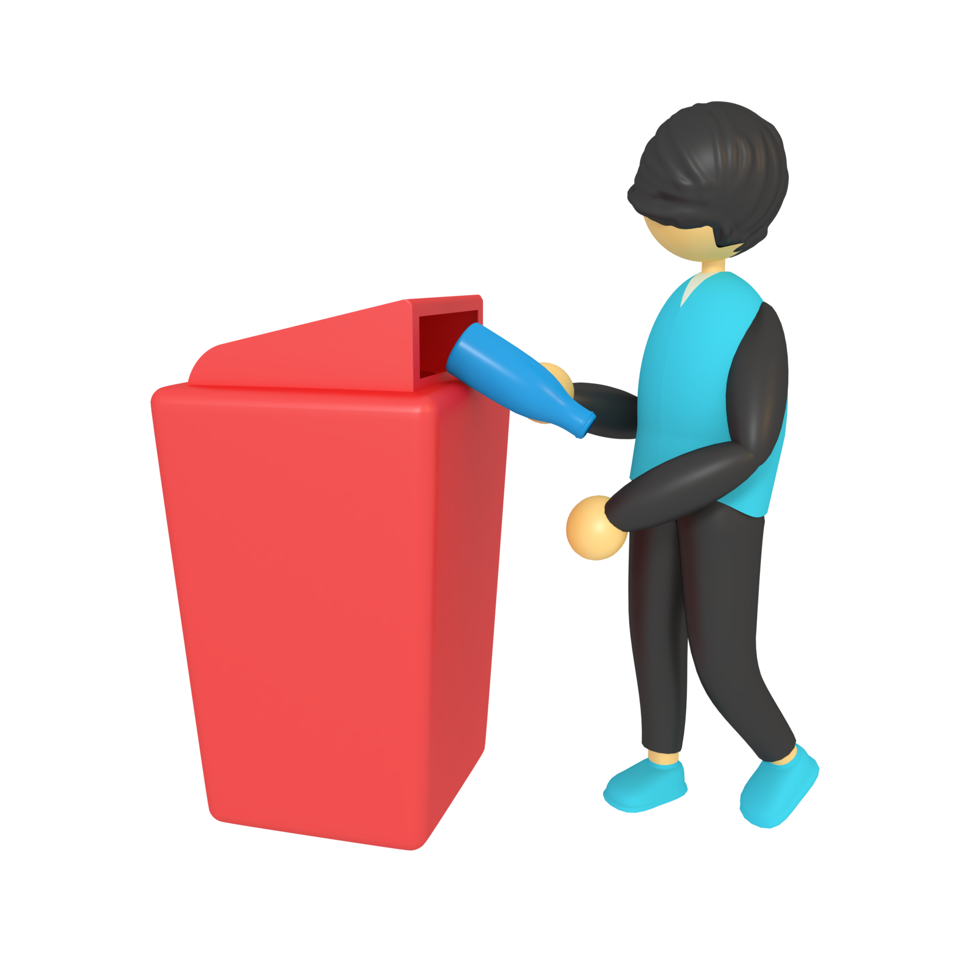 3d illustration of a man throwing trash on garbage 22152035 PNG