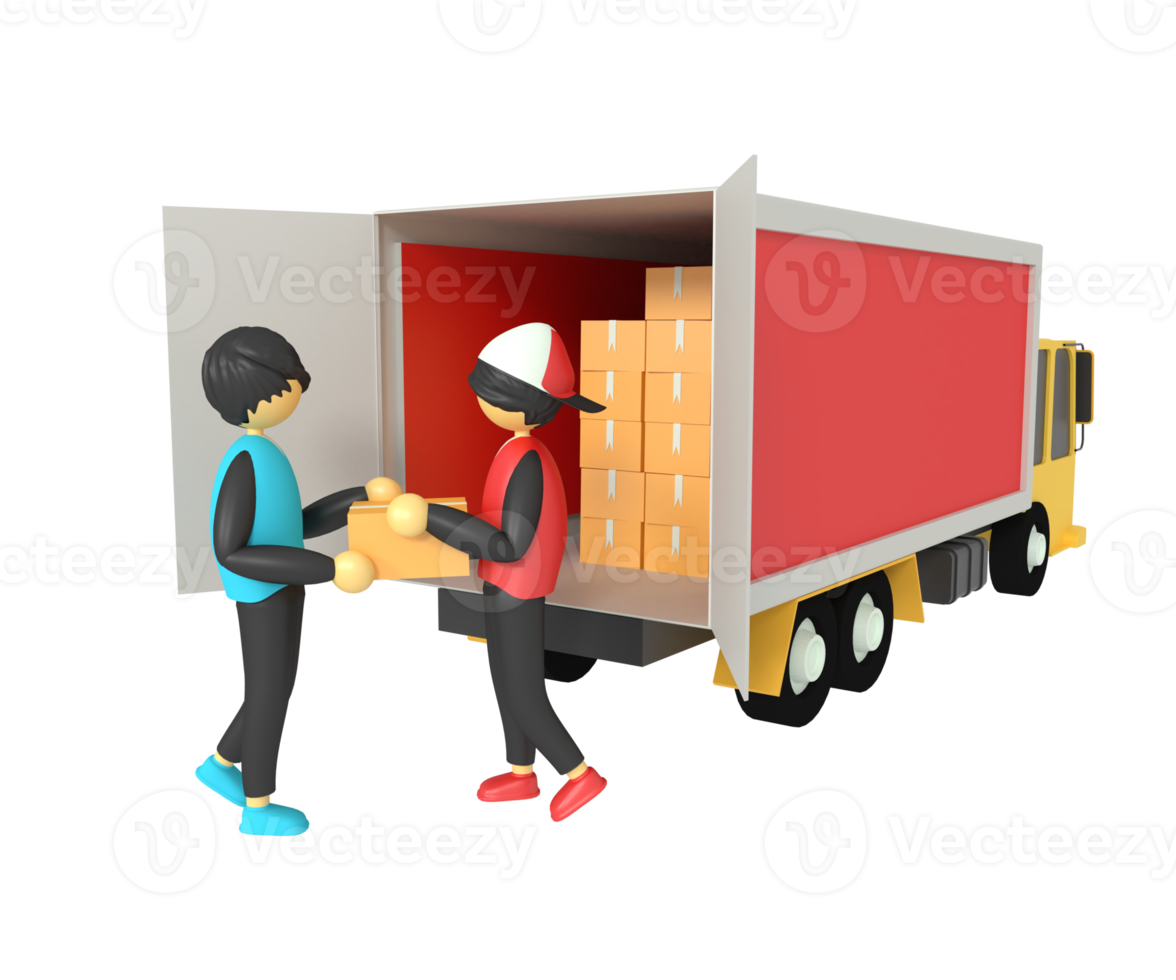 3d illustration of a courier giving a package to a customer png