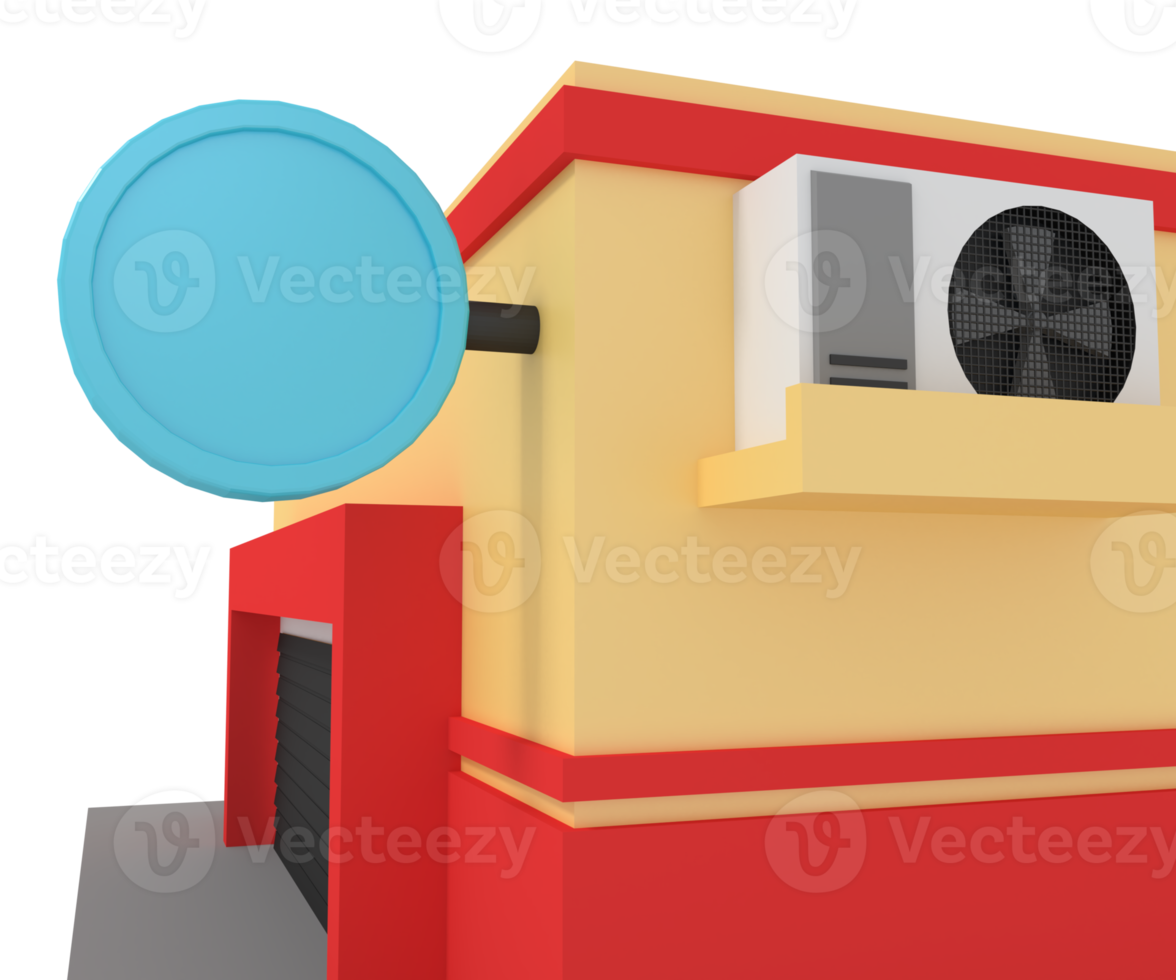 3d illustration of shop building with advertising billboard png