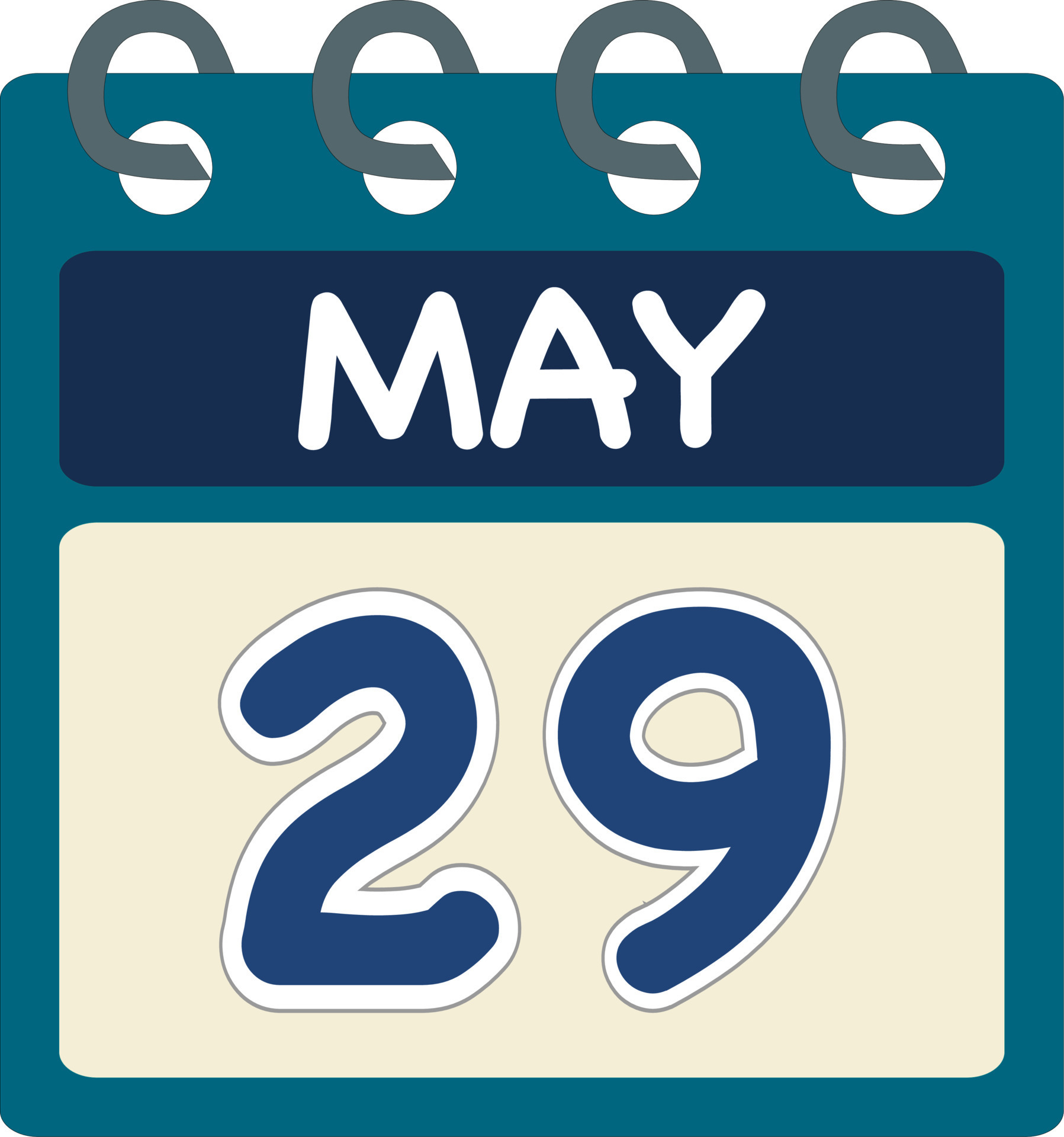 Flat icon calendar 29 of May. Date, day and month. Vector illustration