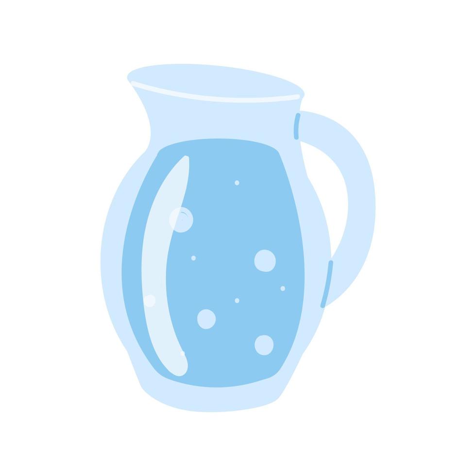 Glass jug with liquid in a flat style on a white background. Eco-friendly reusable tableware, waste-free. vector