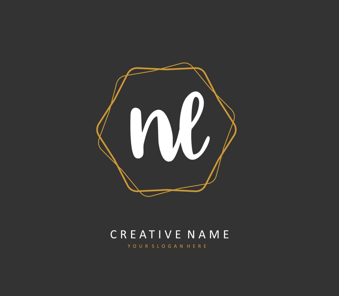 NL Initial letter handwriting and  signature logo. A concept handwriting initial logo with template element. vector